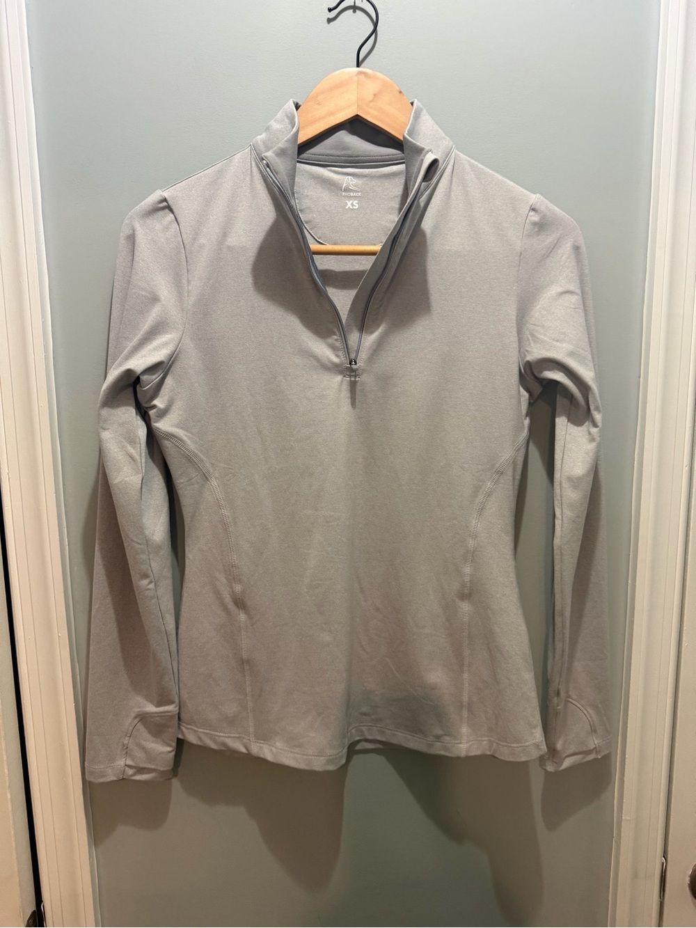 Rhoback Light Gray Quarter Zip Performance Top - XS